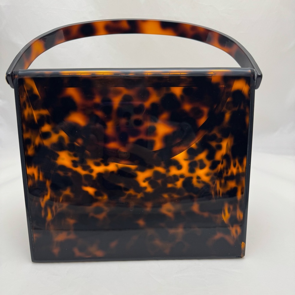 ✨ Rare Anthropologie Rae of Light Top Handle Acrylic Bag Tortoise Shell Purse - Picture 4 of 17
